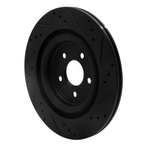 Jaguar Super V8 Brake Rotor (1) - Rear Left - R1 Concepts - Drilled & Slotted - Black - `06-`15